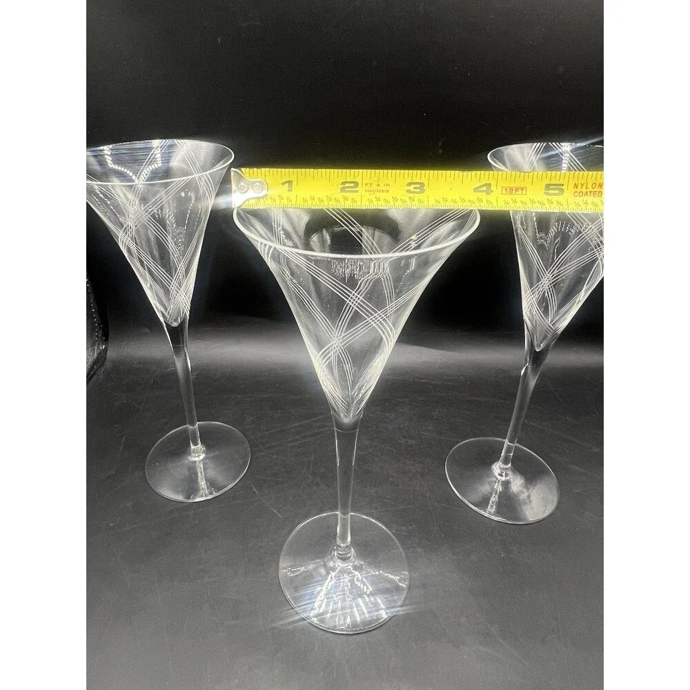 Fostoria Carmel Clear Wine Glasses Set of 3 Elegant Swirl Stem 9 1/8” Crystal
